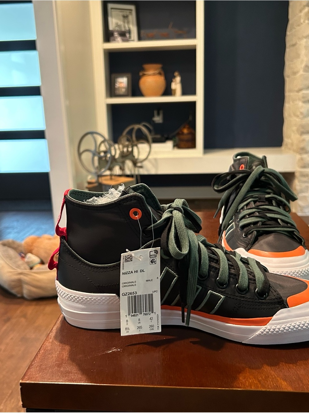 Adidas NWT Nizzi High-Top Sneaker in Black - accents orange & green